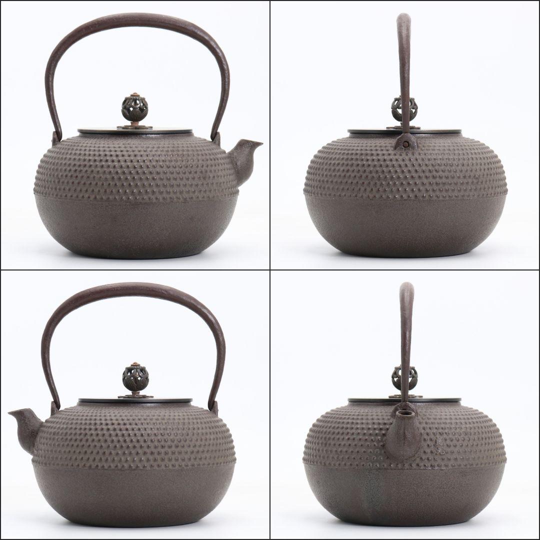 釜師 佐藤清光 霰鉄瓶 煎茶道具 共箱　V664　YSy