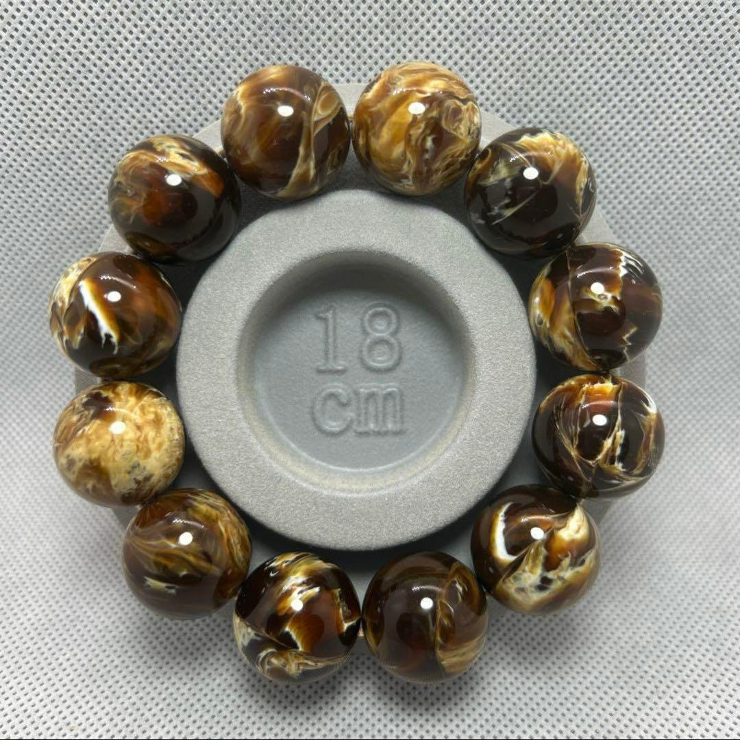 花琥珀のブレスレット ブルーアンバー 大粒