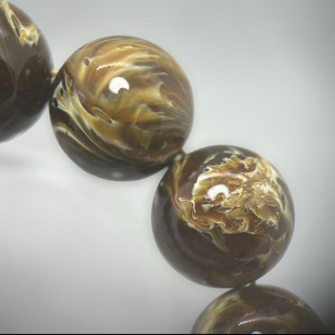 花琥珀のブレスレット ブルーアンバー 大粒