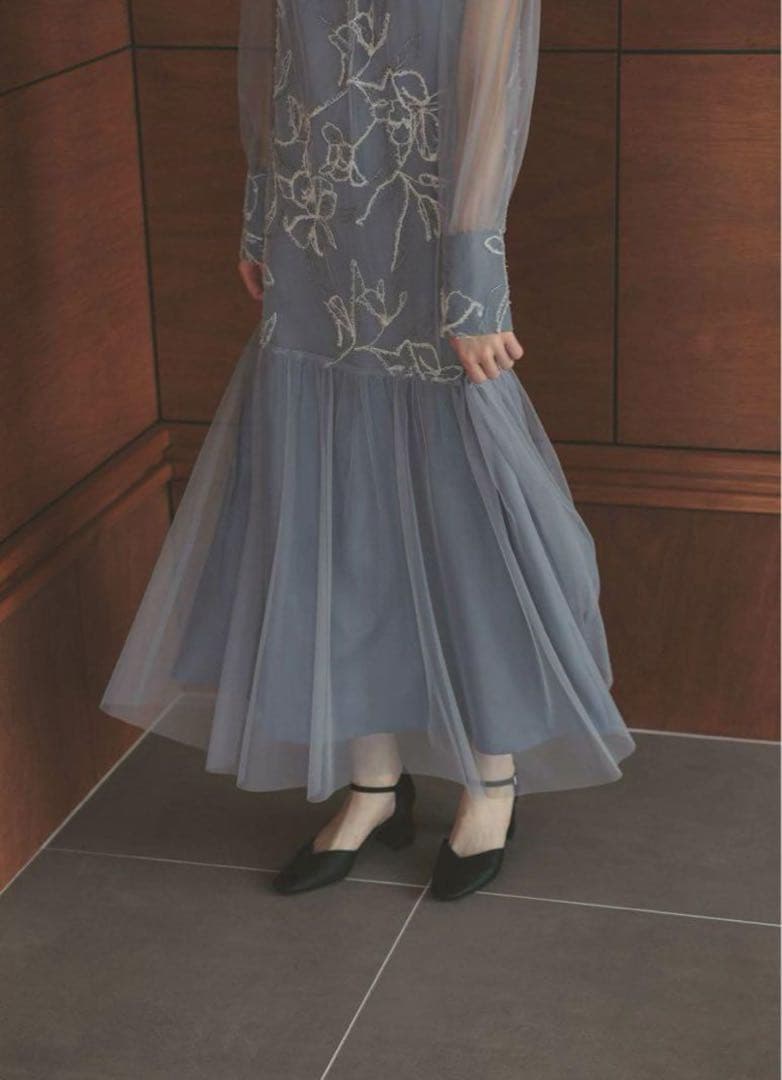 7★新品★La cadence　フェザーフラワーチュールドレス　M