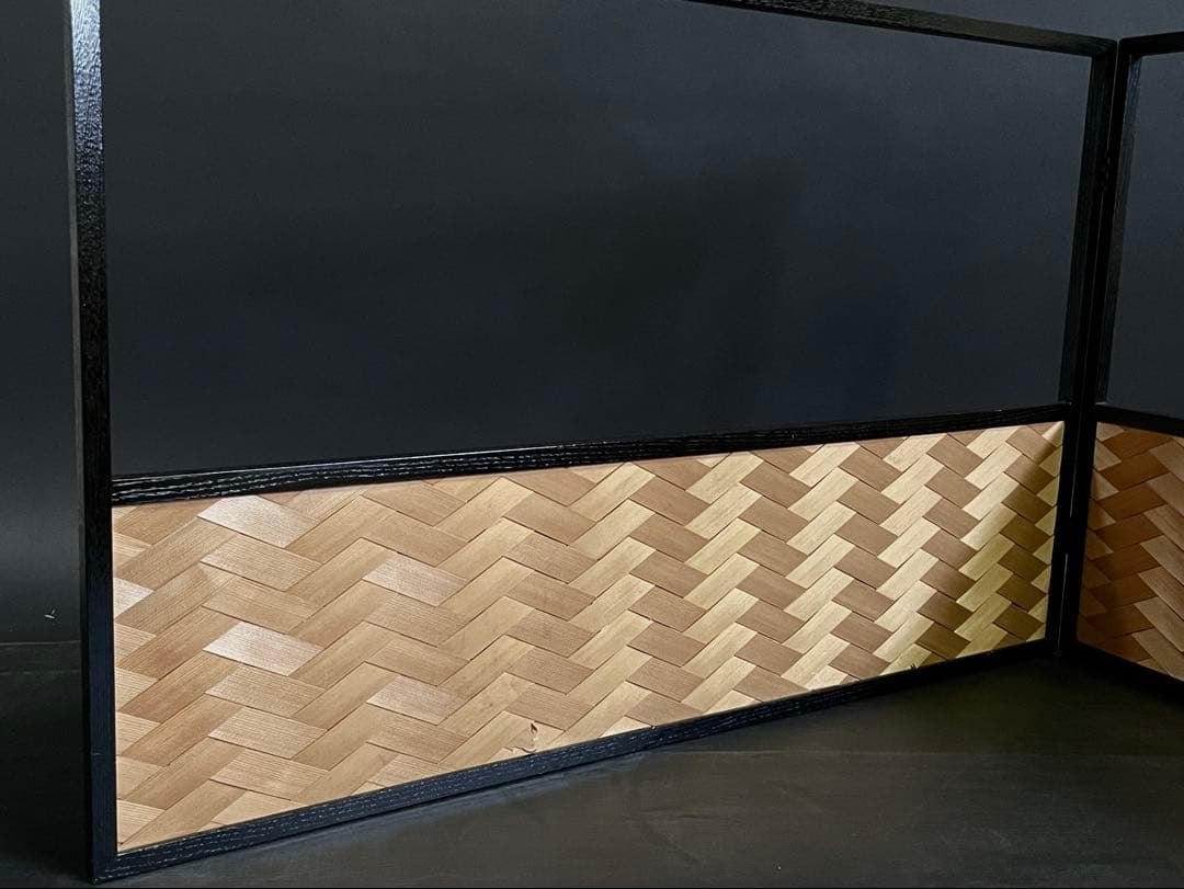 「祖」 雲鵬 網代 両面使い 風炉先屏風 上透かし 江戸間 茶道具 （120②）