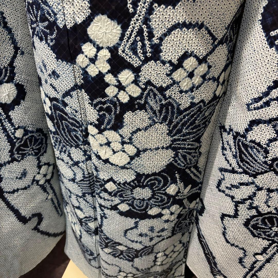 人間国宝　最高級　作家物　藍染　証紙　本疋田　総絞り　振袖　フルセット 振り袖