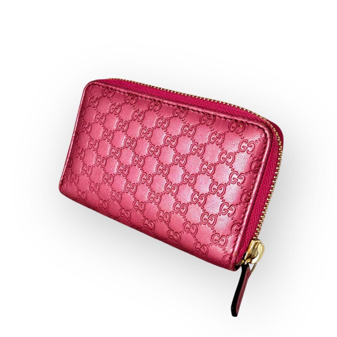 美品❤︎GUCCIグッチ マイクロシマ ケース /カードケース モーヴピンク