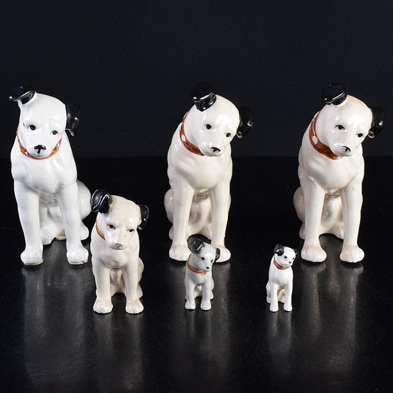 アンティーク　陶器製　ビクター犬　ニッパー君　大中小11点　M　R7698B