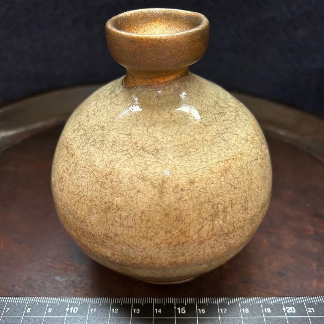 李朝初期　刷毛目丸徳利　本物保証