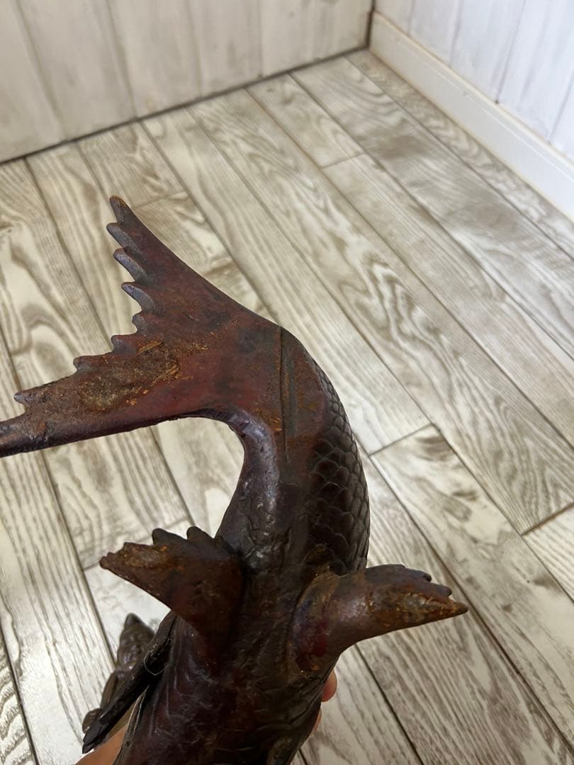 金運アップ　恵比寿と鯛　ブロンズ 魚と人物像 アート作品