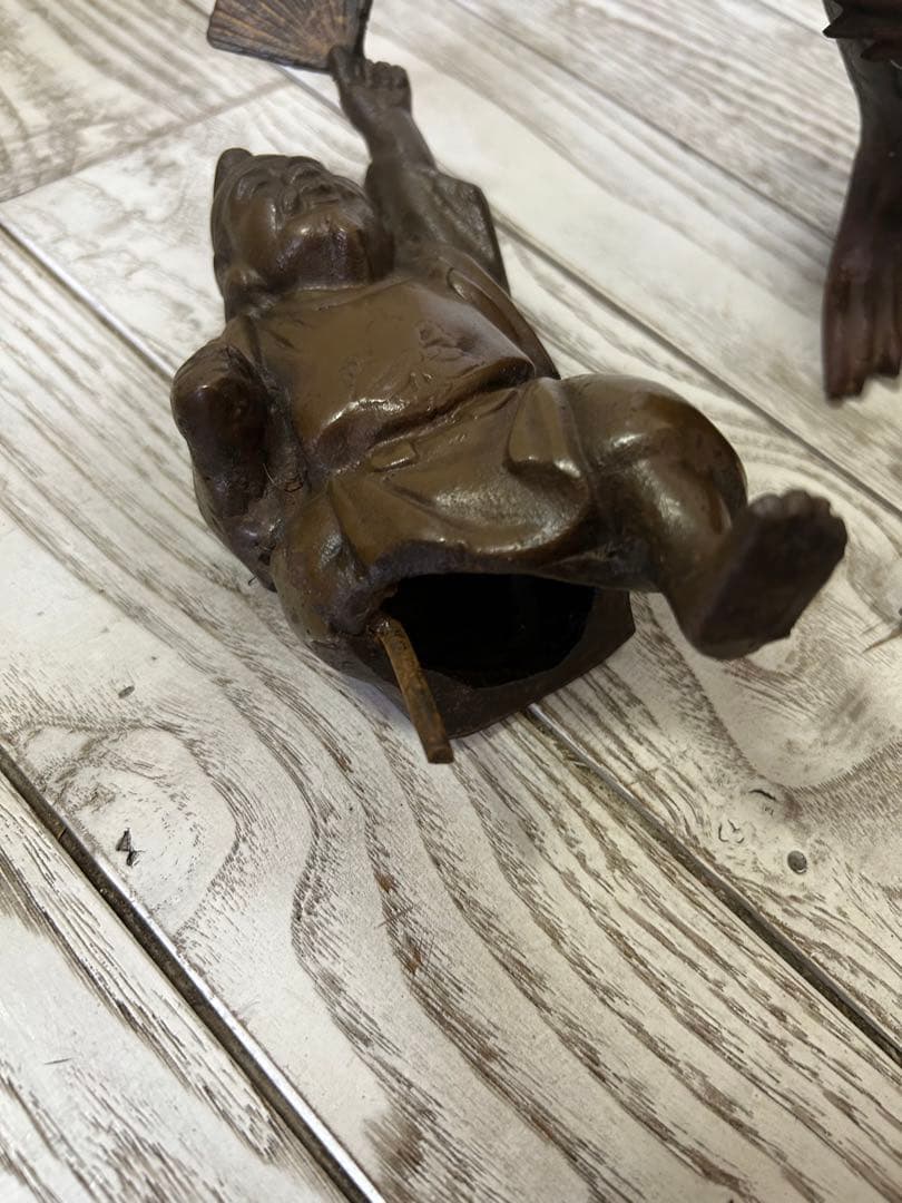 金運アップ　恵比寿と鯛　ブロンズ 魚と人物像 アート作品