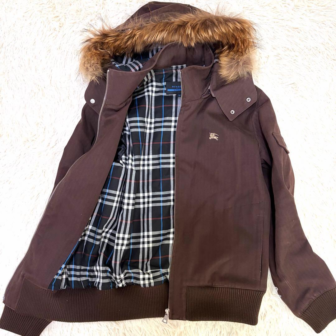 昌様　バーバリーブルーレーベル　M ブルゾン　ファー　ブラウン　チェック