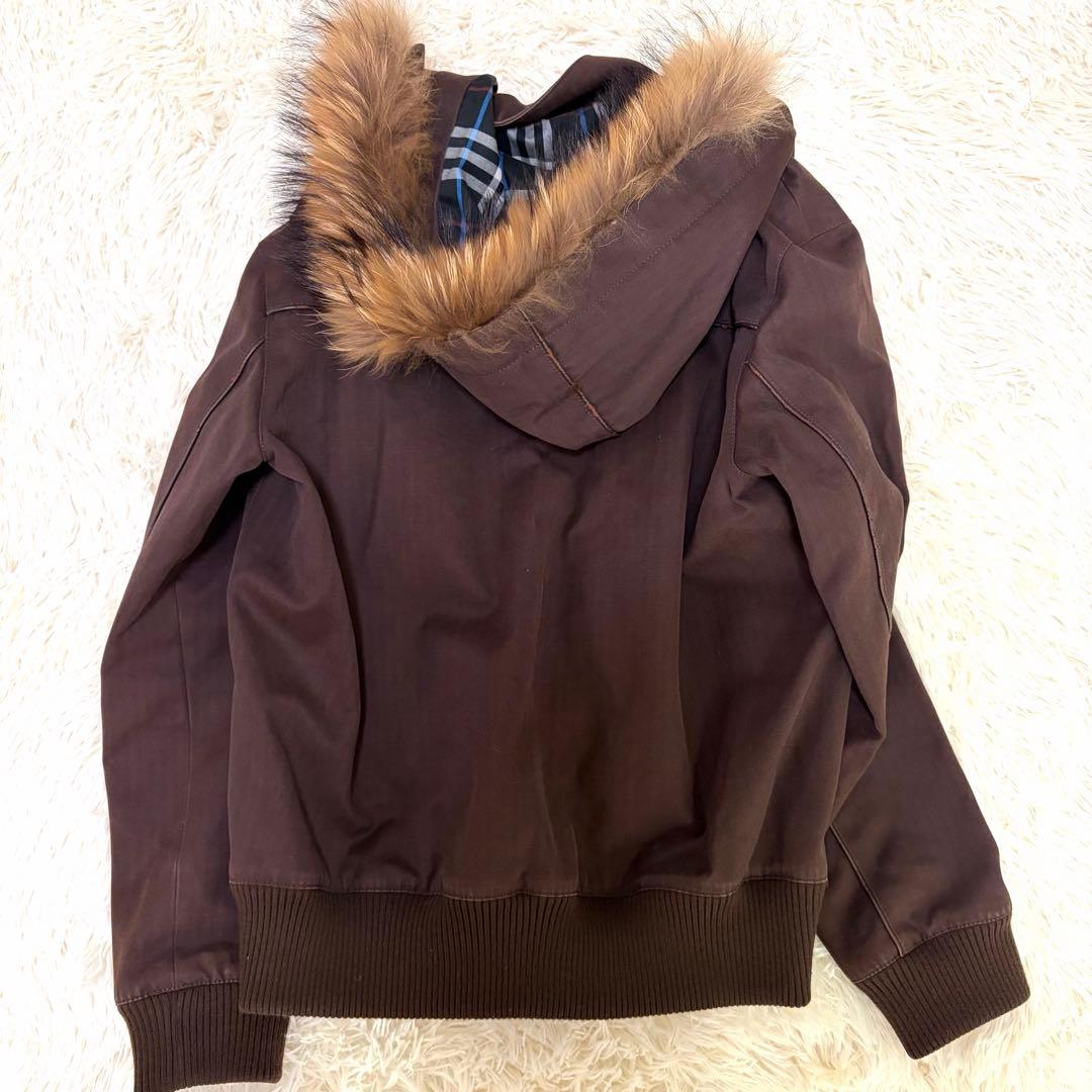 昌様　バーバリーブルーレーベル　M ブルゾン　ファー　ブラウン　チェック