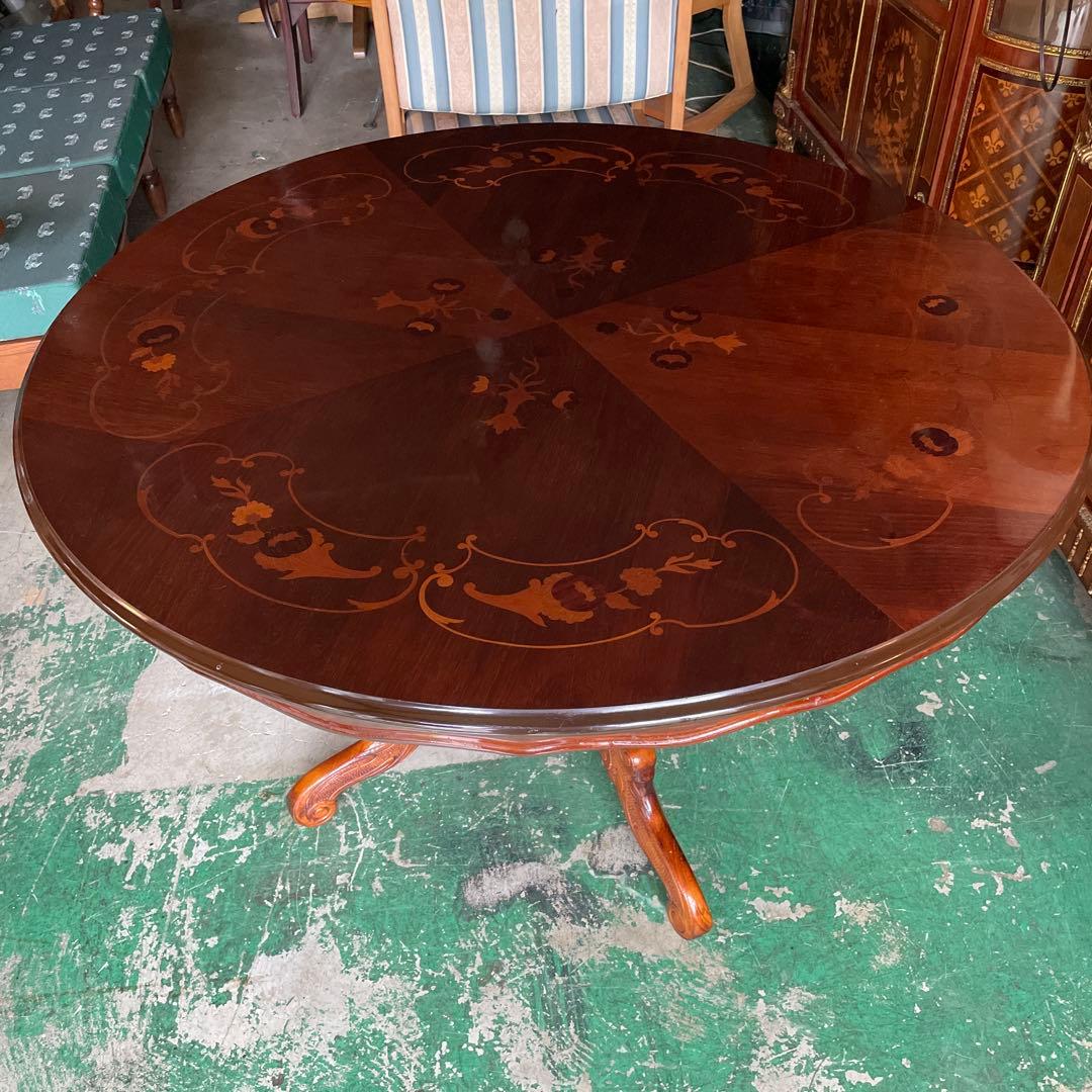 最終お値下げ‼︎ イタリア製・象嵌模様・ 丸テーブル