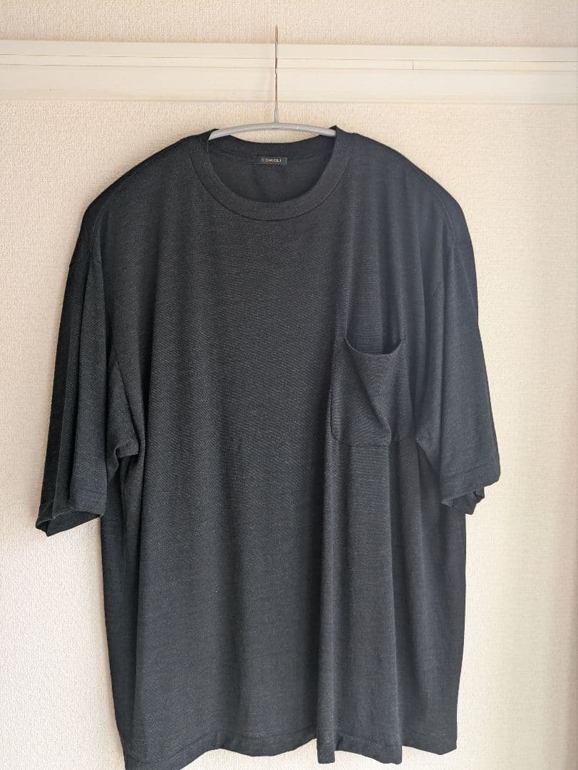 COMOLI 24SS サマーウール半袖Tシャツ チャコール サイズ3