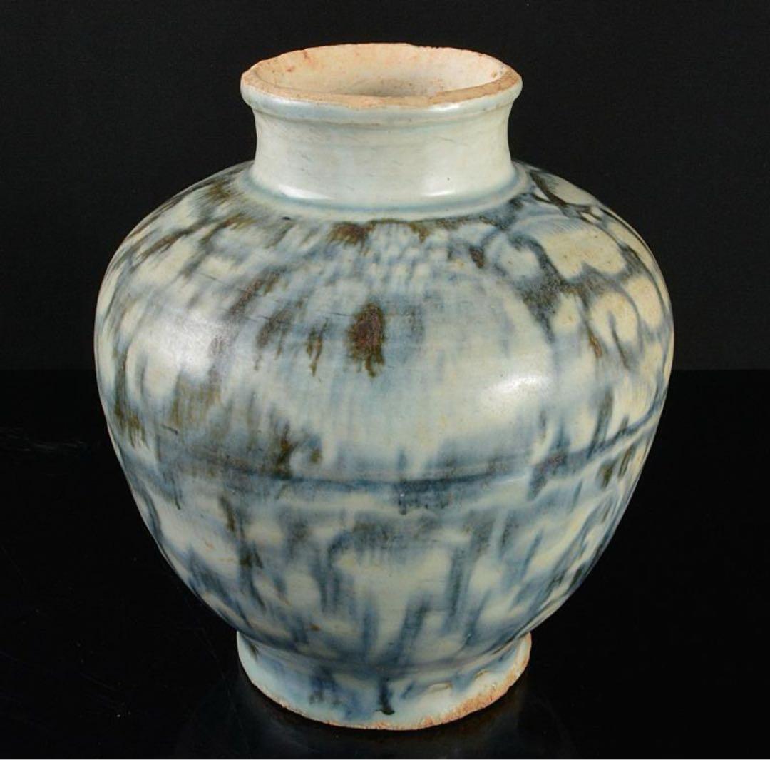 中国 安南 染付 花文瓶 ( 壺 / 骨董 / 安南焼 / 花瓶 / 陶器 )