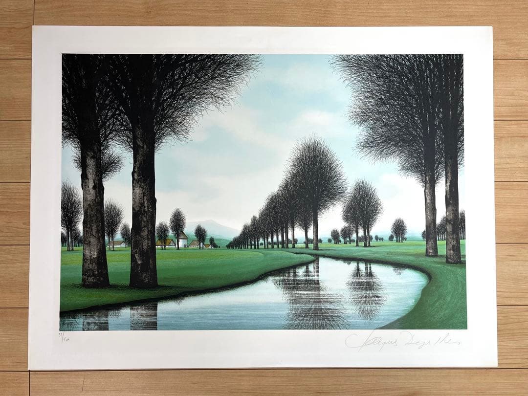 ジャック・デペルト「ブルアールのキャナル」リトグラフ 直筆サイン有 ゴルフ場