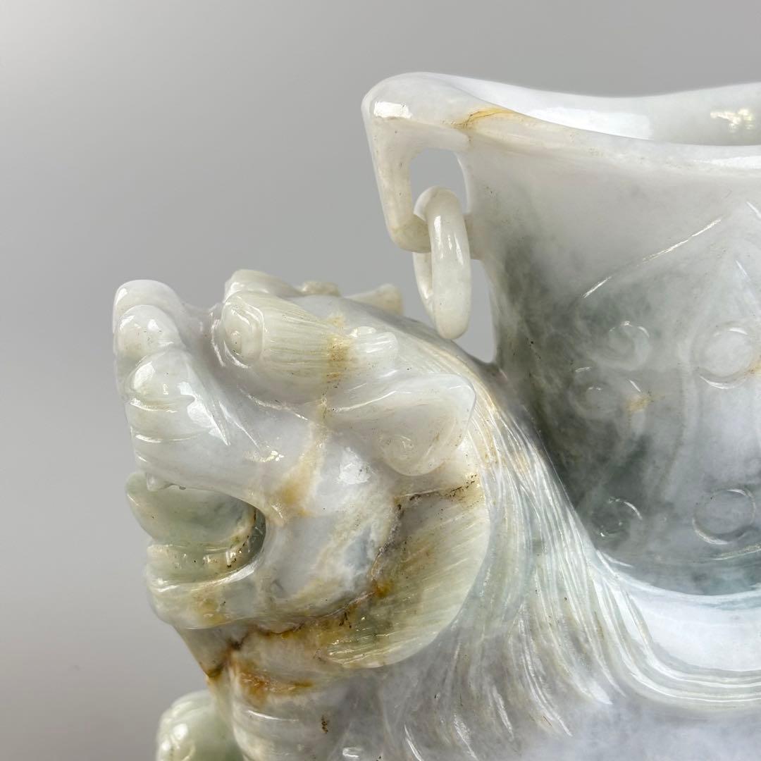 中国美術 翡翠 玉石 彫刻 獅子