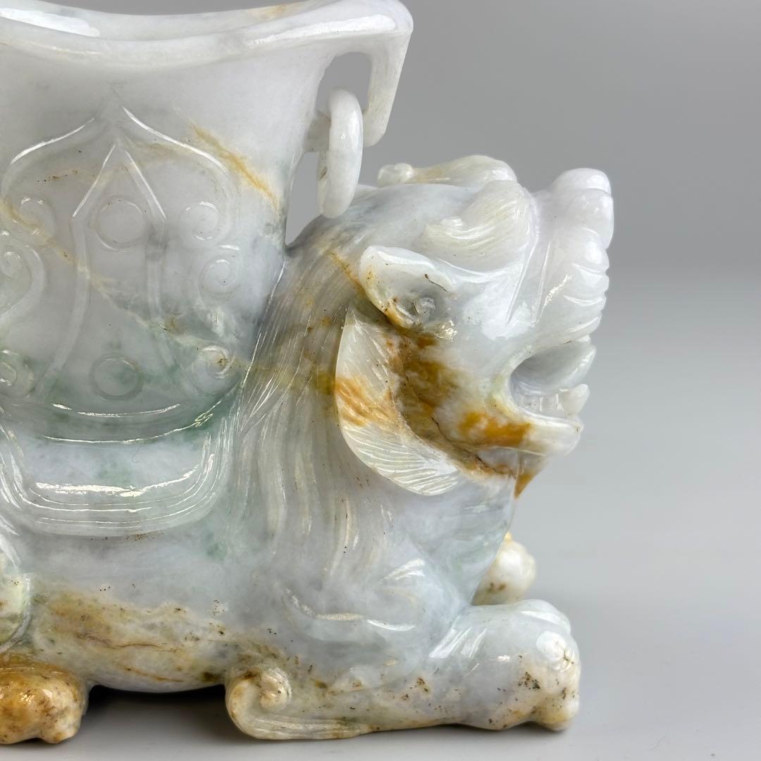 中国美術 翡翠 玉石 彫刻 獅子