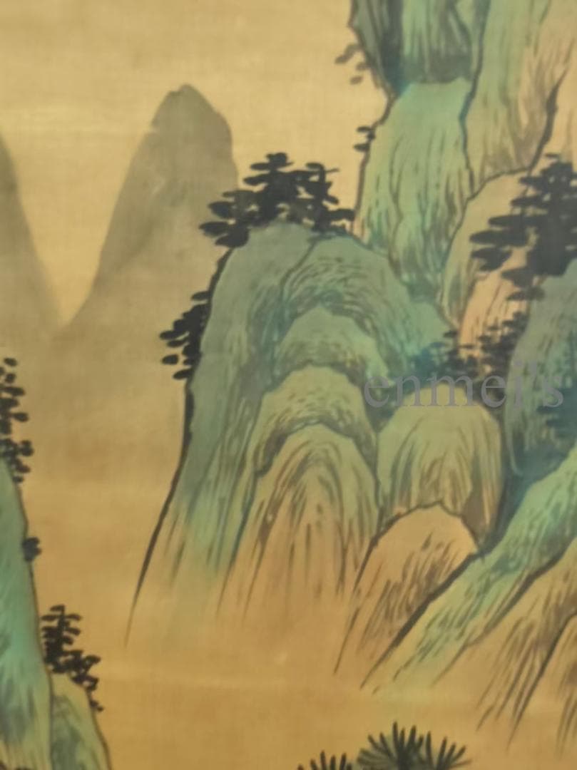 中国古美術 明代 董其昌作款 山水画 絹本 四尺 中堂画 唐物 肉筆 時代画家