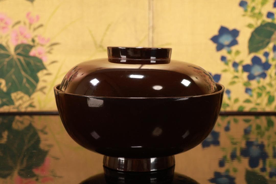 時代漆器　輪島塗　瓢箪図蒔絵　吸物椀　四客　木製　細密 BJ125