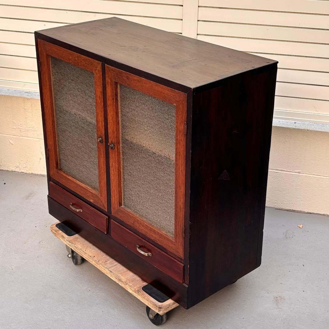 昭和レトロ■収納箪笥　ゆらゆらガラス