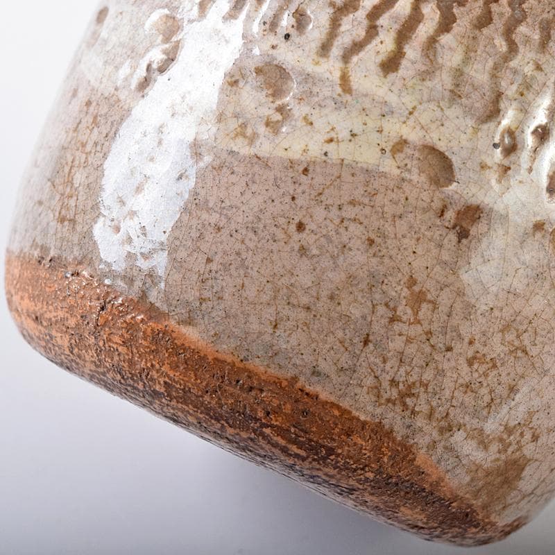 尾張笹島焼　暦手三島四耳壷　徳利　時代箱付　V　R8178