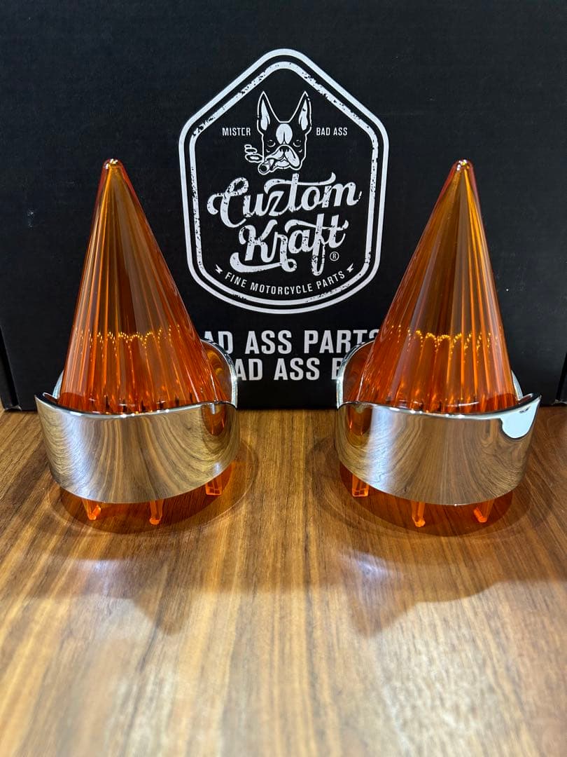 ビッグバーナーレンズセットオレンジ クローム　ウィンカー　ハーレー　チョロ