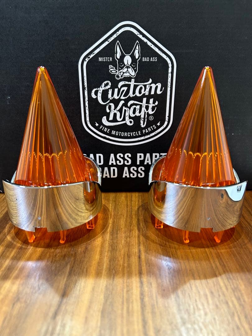 ビッグバーナーレンズセットオレンジ クローム　ウィンカー　ハーレー　チョロ