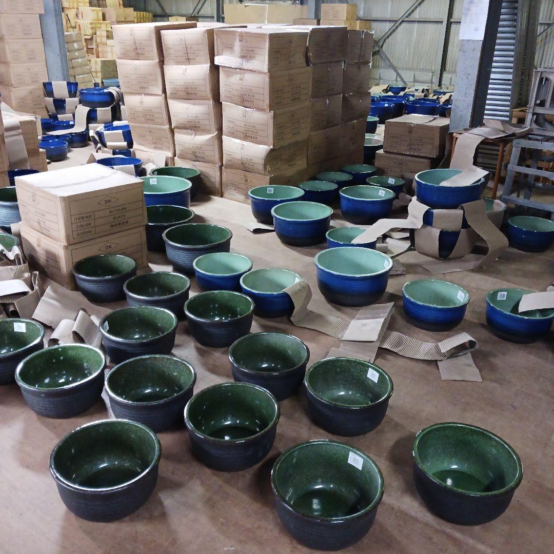 新品　∅49　特大　陶器　睡蓮鉢　手造り　メダカ鉢　難有　ラピスブルー　青LDB