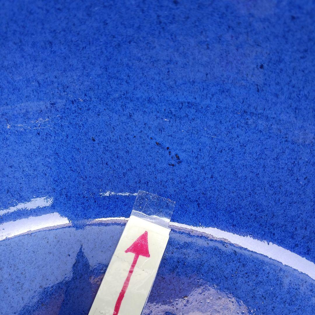 新品　∅49　特大　陶器　睡蓮鉢　手造り　メダカ鉢　難有　ラピスブルー　青LDB