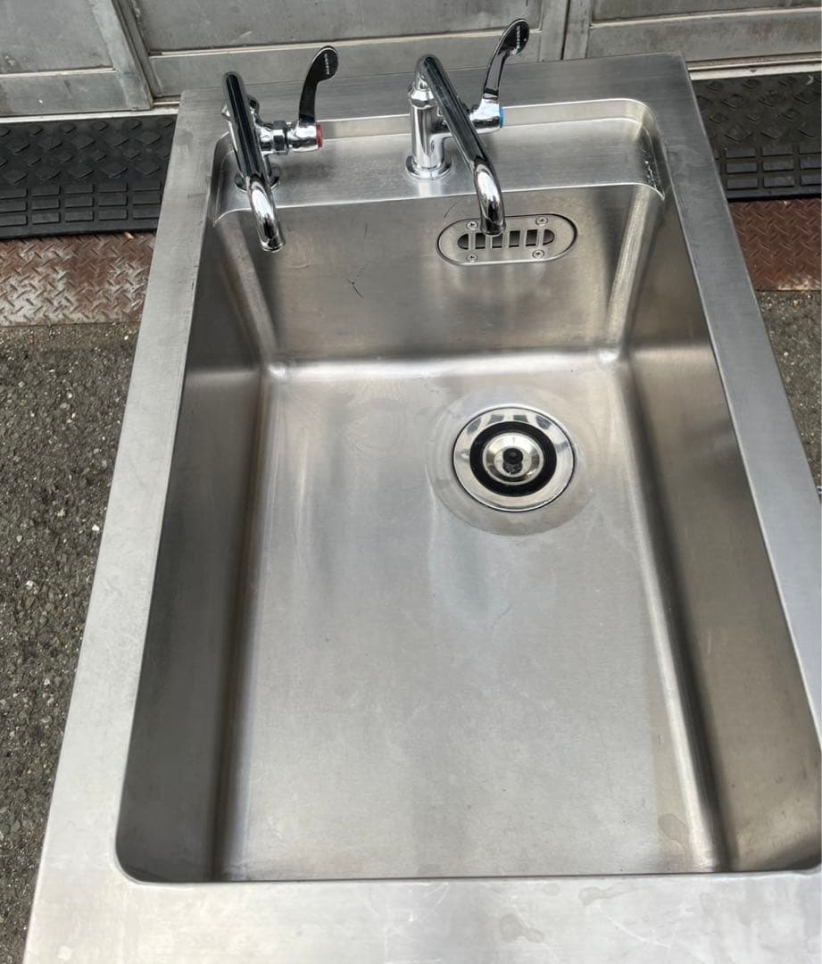 特注品 業務用 1槽シンク ２口蛇口付き 幅450×奥700×高さ850(mm)