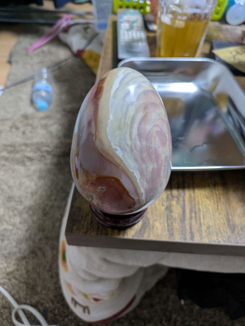 天然石　置物　石　瑪瑙　瑠璃　台座付き