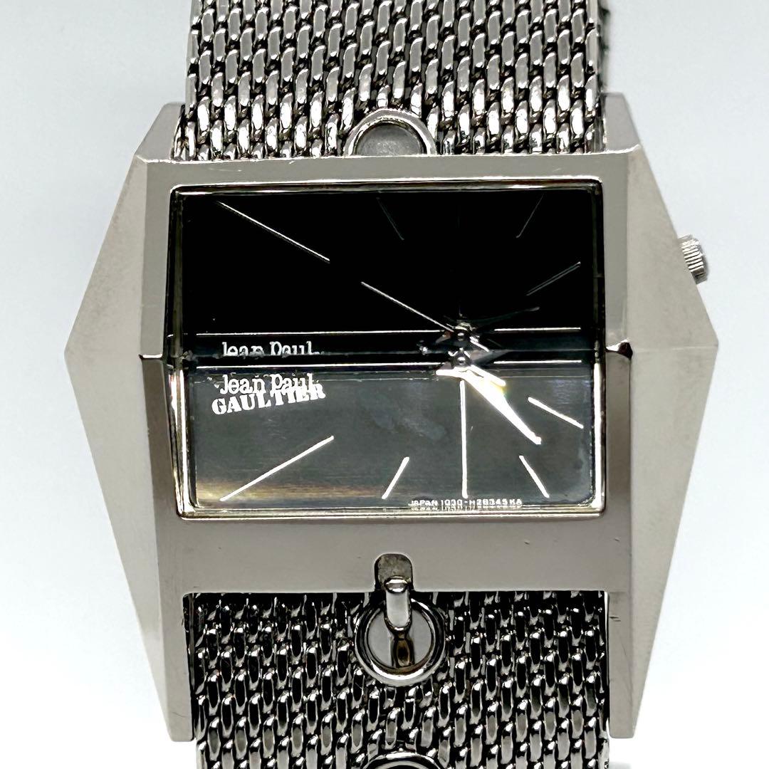 新品電池 稼働 ジャンポールゴルチエ QZ カットガラス シルバー メンズ