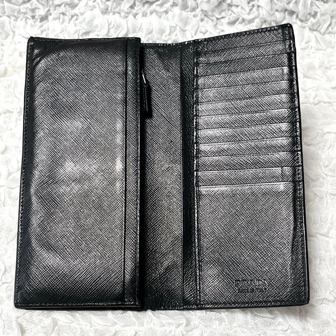 美品✨近年 PRADA 長財布　二つ折り　サフィアーノレザー　ウォレット　黒