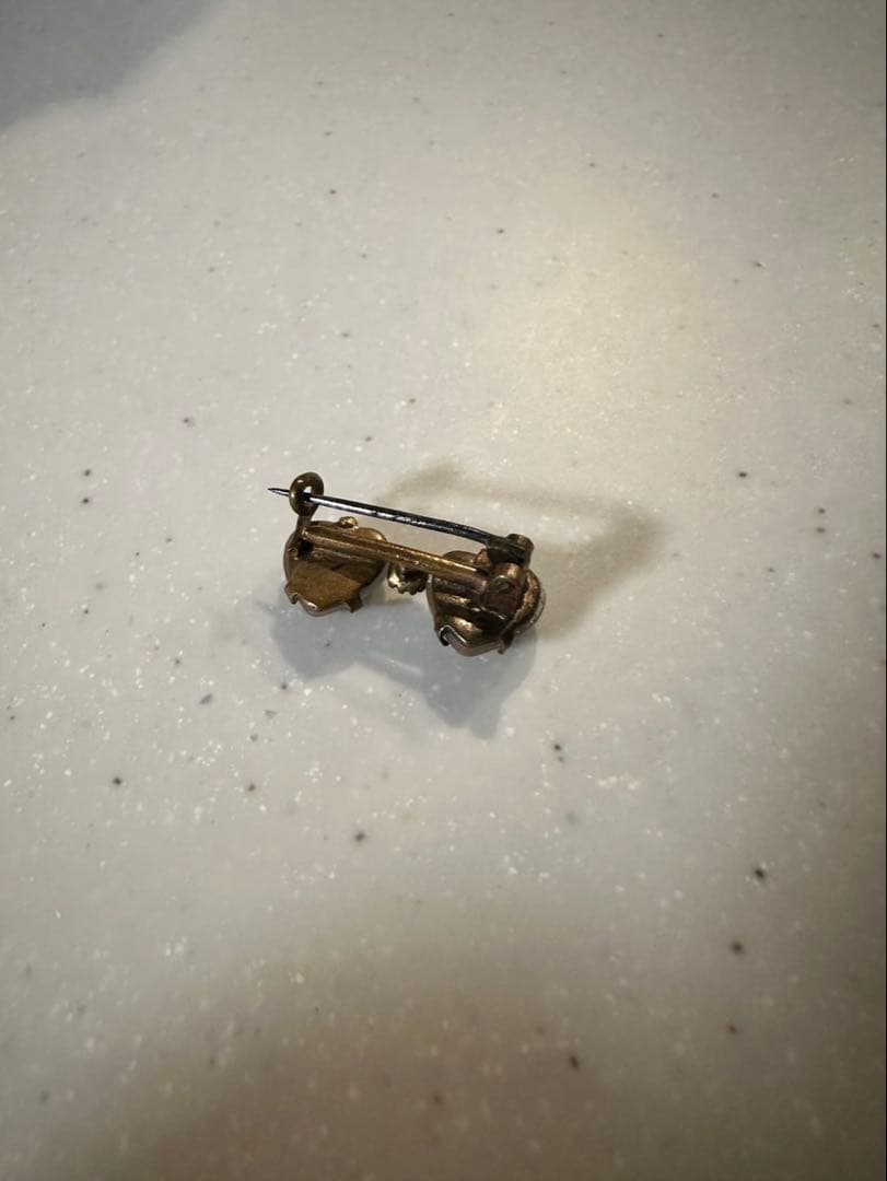 サフィレット ブローチ　ダブルハート　アンティーク　ヴィンテージ