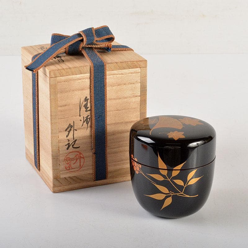 茶道具　塗師　比古田外記　蒔絵師　田中勝月　中棗　共箱　V　6787