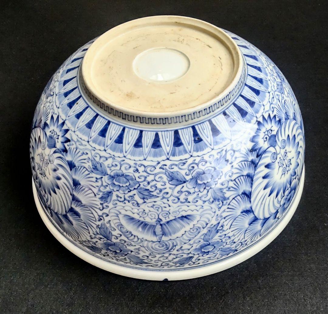 古伊万里　染付　大鉢　線描き