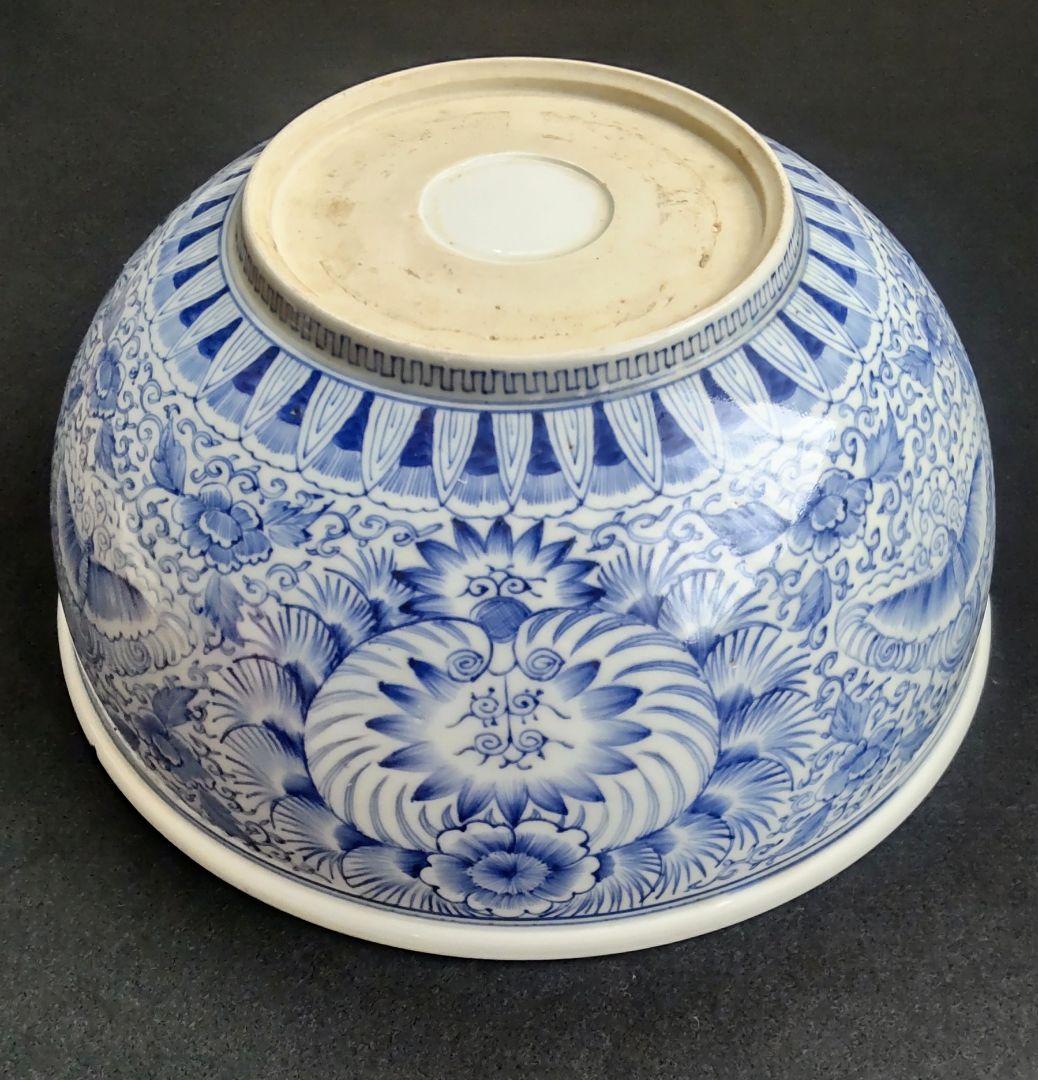 古伊万里　染付　大鉢　線描き