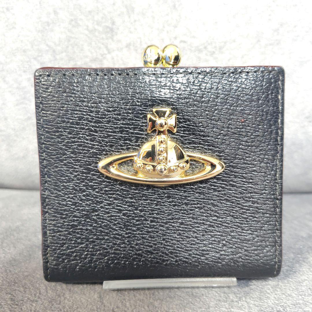 未使用級 ヴィヴィアン がま口 二つ折り財布 コンパクトウォレット オーブ 黒色