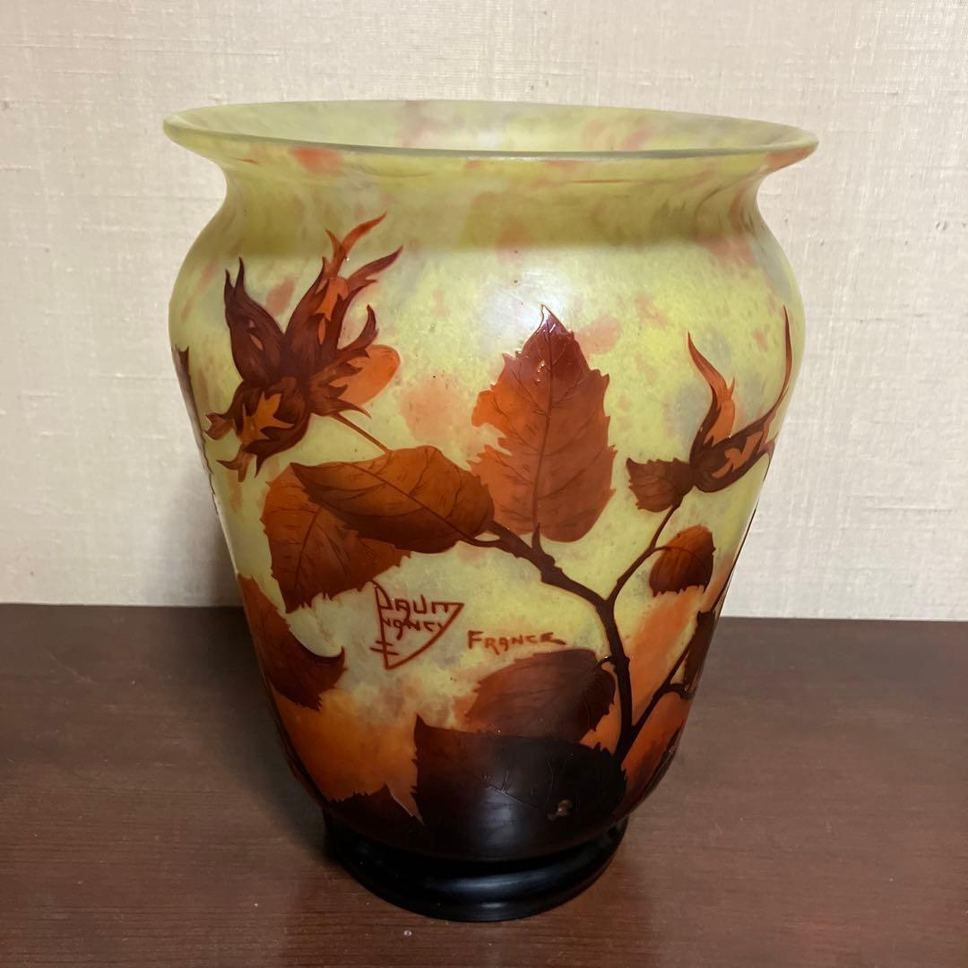 ドームナンシー　 花瓶　枯れ葉文　アール・ヌーヴォー
