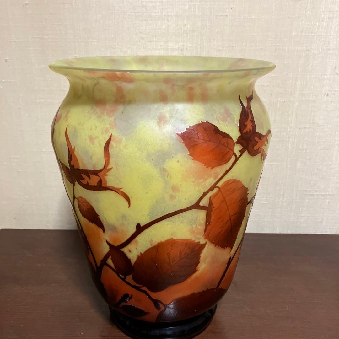 ドームナンシー　 花瓶　枯れ葉文　アール・ヌーヴォー