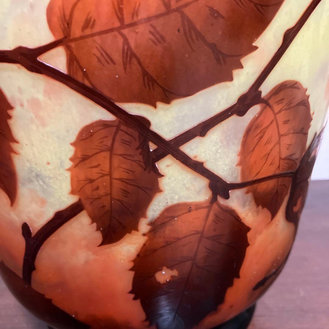 ドームナンシー　 花瓶　枯れ葉文　アール・ヌーヴォー