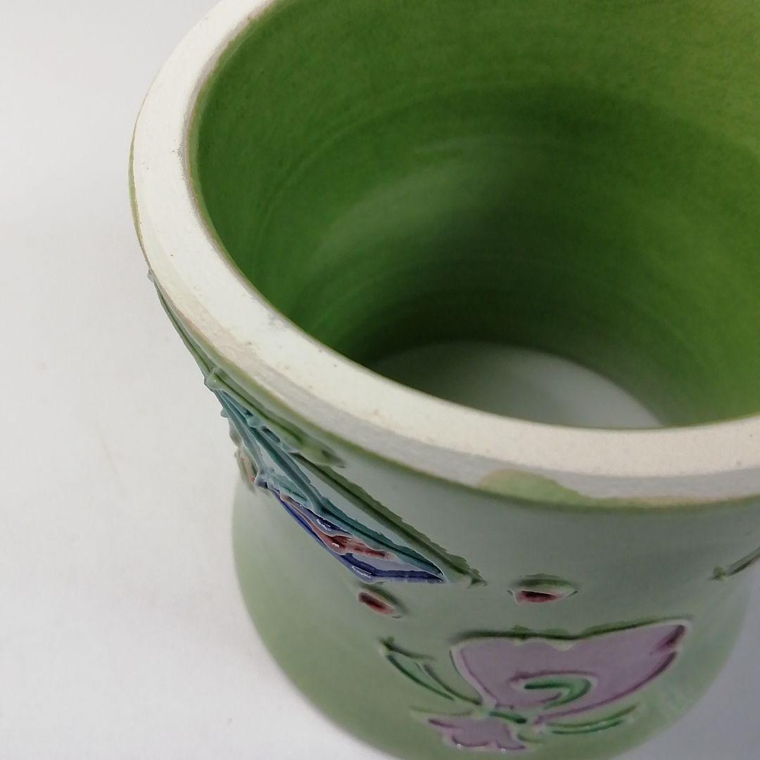 Ｔ６８５　蓋置　『淡緑交趾　宝尽し』『小松雅山 造』　共箱　茶道具