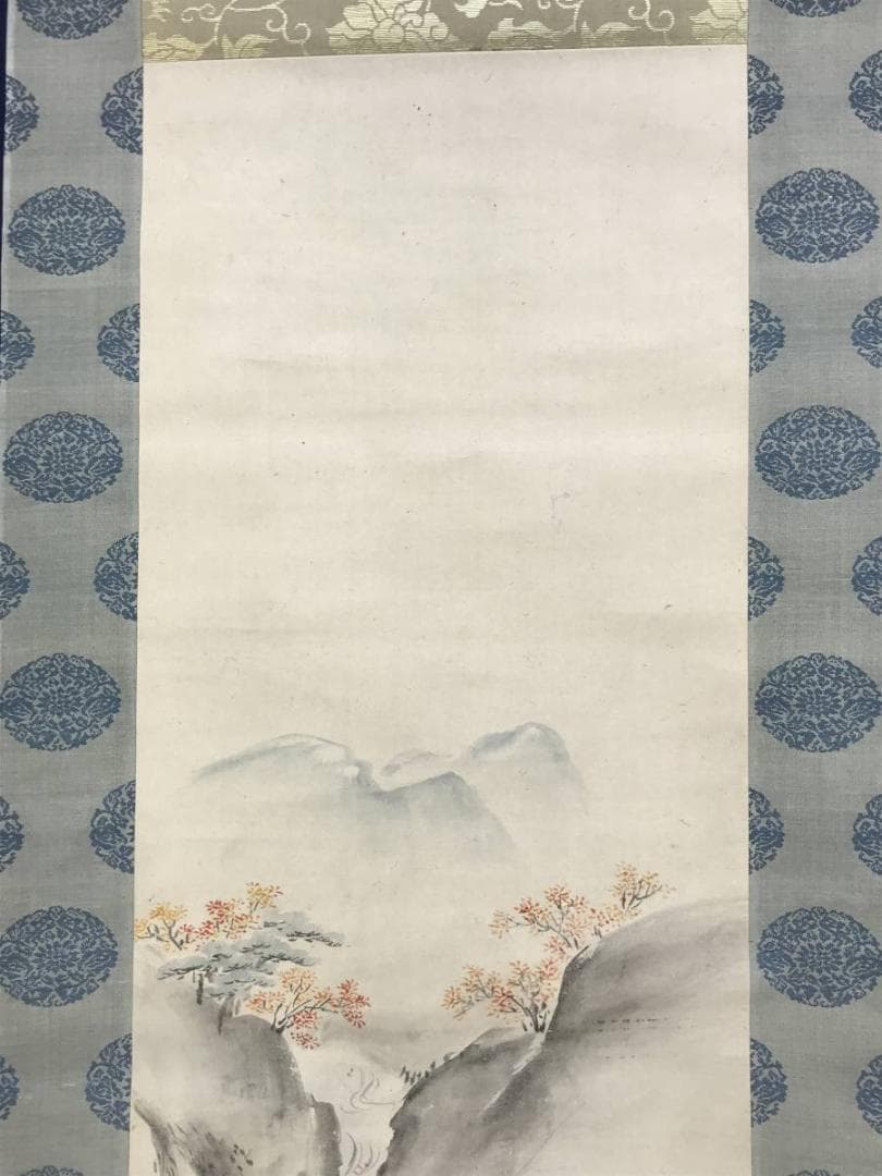 【真作】狩野柳雪/秋景山水図/山水図/紅葉図/掛軸☆宝船☆AD-627