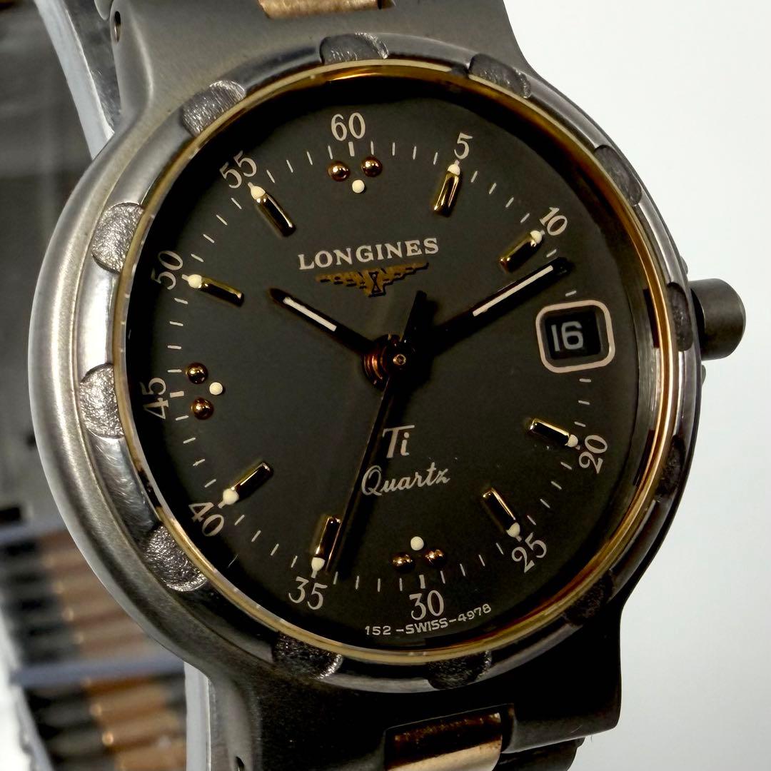 タンパクボーイ ロンジン コンクエスト コンビ 腕時計 デイト チタン