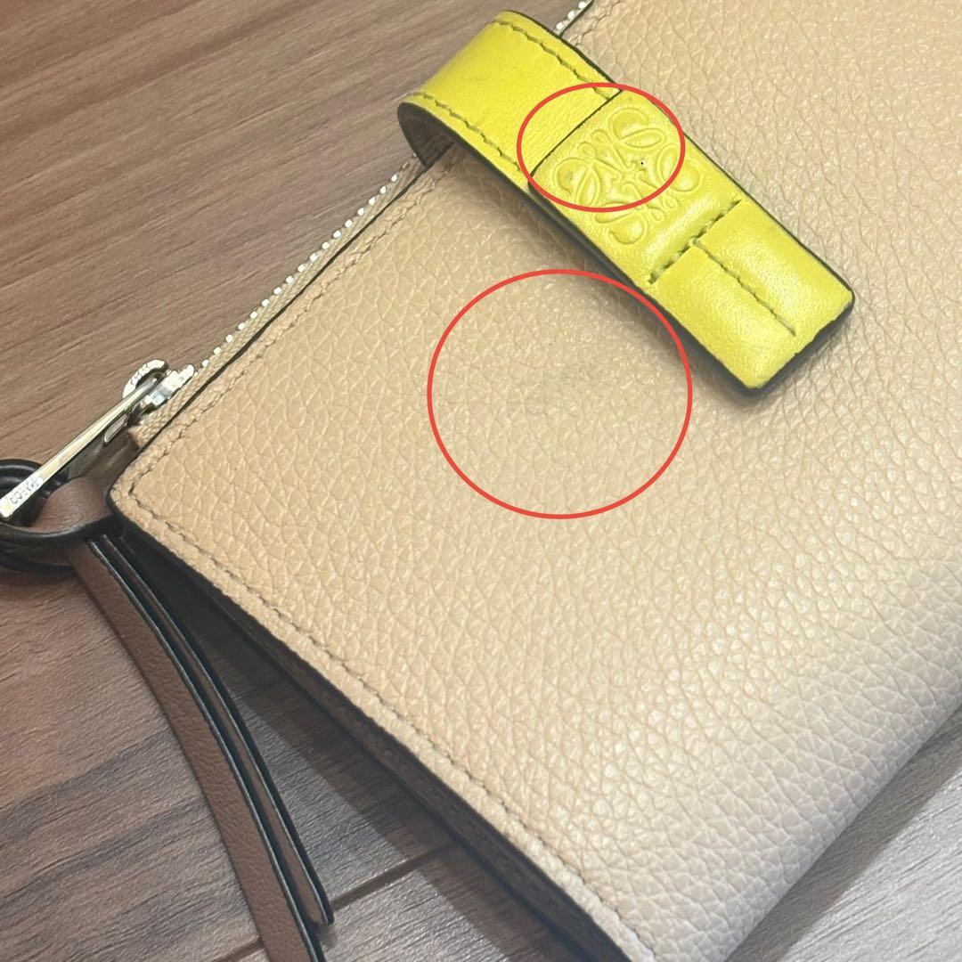 LOEWE ロエベ　二つ折り財布 ベージュ×イエロー