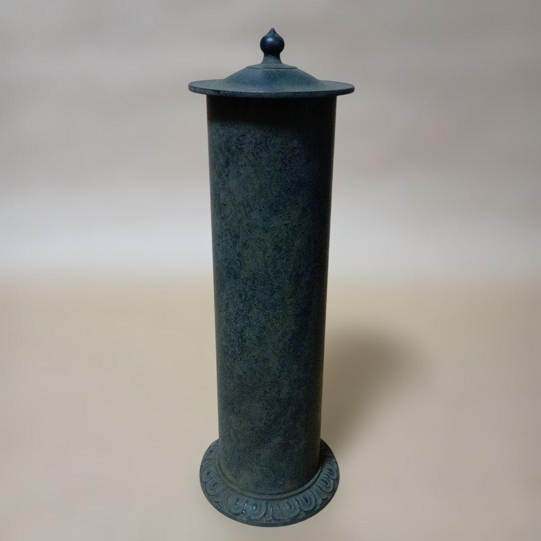 茶道具　唐銅経筒花入