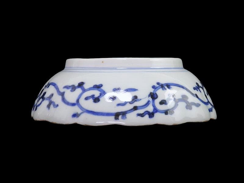 古伊万里　染付　微塵唐草の図　膾皿　３客　E980AS-CUx