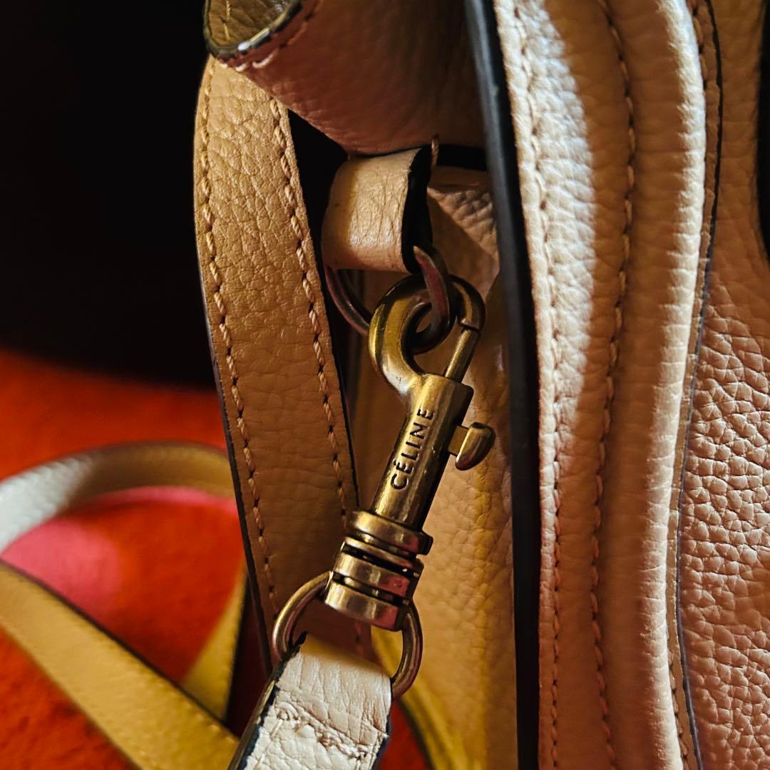 グレー レザー ハンドバッグ ショルダー付 ラゲージナノ ショッパー ベージュ