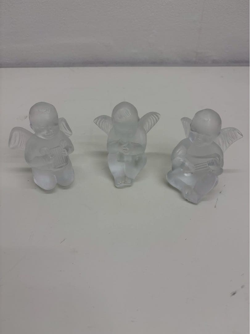 Lalique ラリック クリスタル 天使 置物 3体セット 中古品