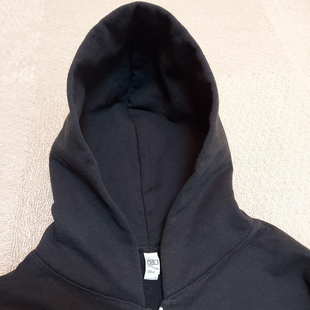 ロサンゼルスアパレル　14オンス　ブラック　裏起毛 ジップパーカー　サイズ L