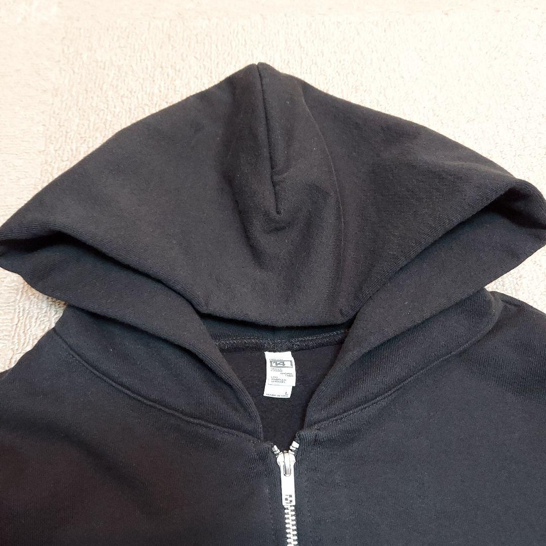 ロサンゼルスアパレル　14オンス　ブラック　裏起毛 ジップパーカー　サイズ L