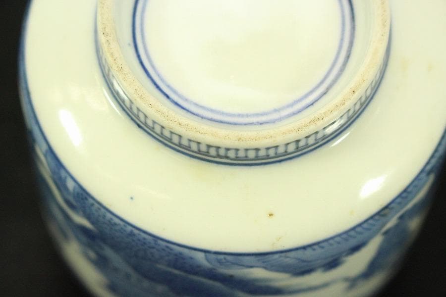 中国美術 碗 人物風景文様 染付(メ1708)